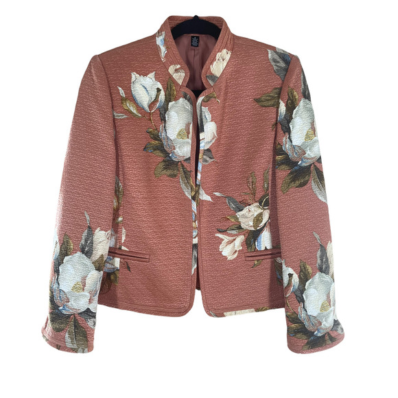 ELLEN TRACY LINDA ALLARD PEACH FLOWER JACKET/BLAZER - Picture 2 of 11